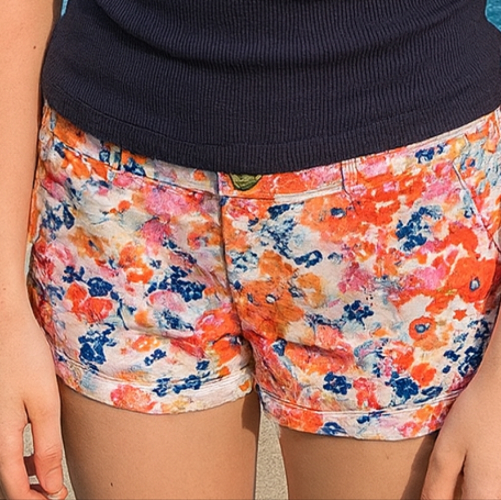 New Sun Soft‎ Shorts Chino Floral Juniors 5 Cotton Stretch Summer